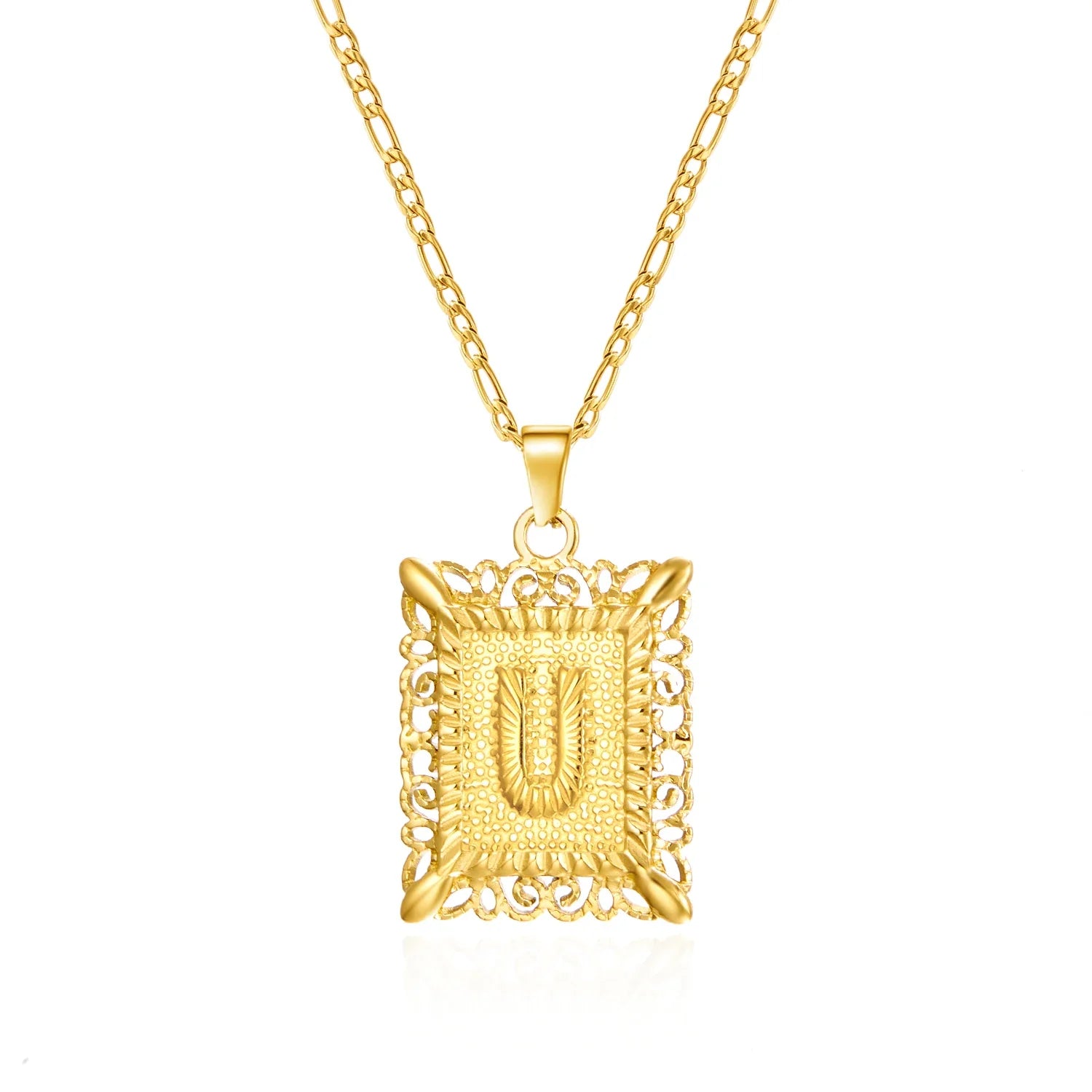 Collar con colgante rectangular con inicial u