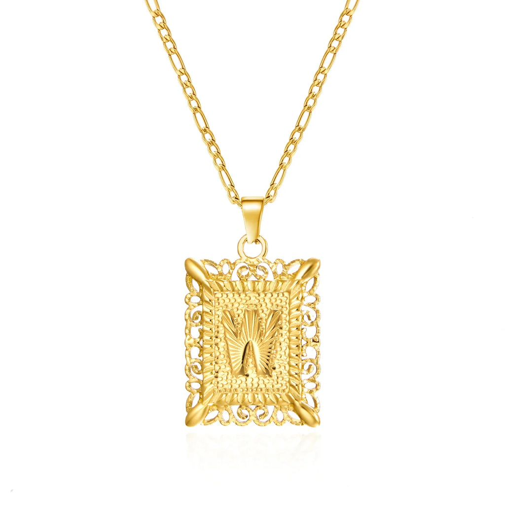 Collar con colgante rectangular con inicial w