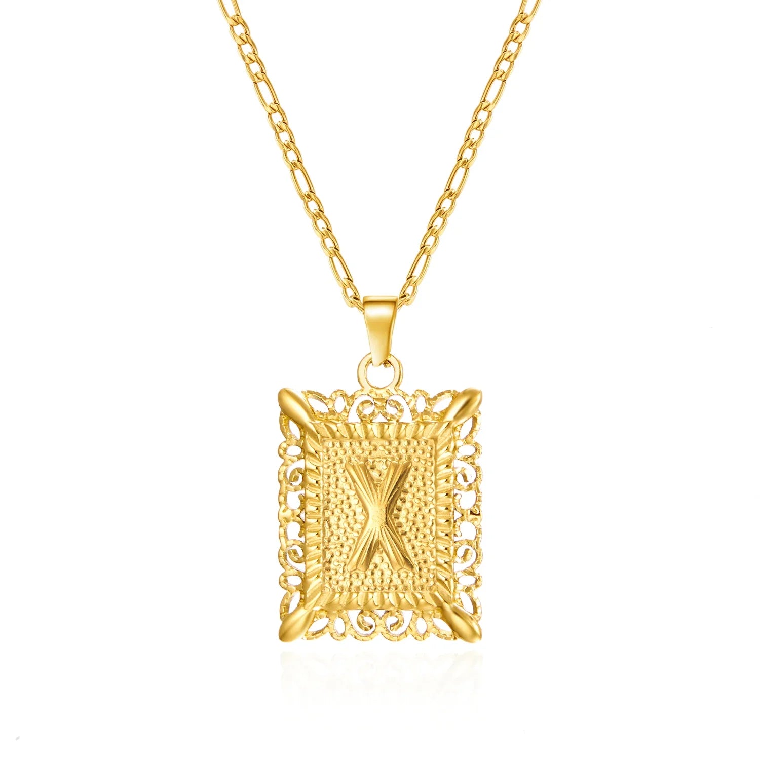 Collar con colgante rectangular con inicial x