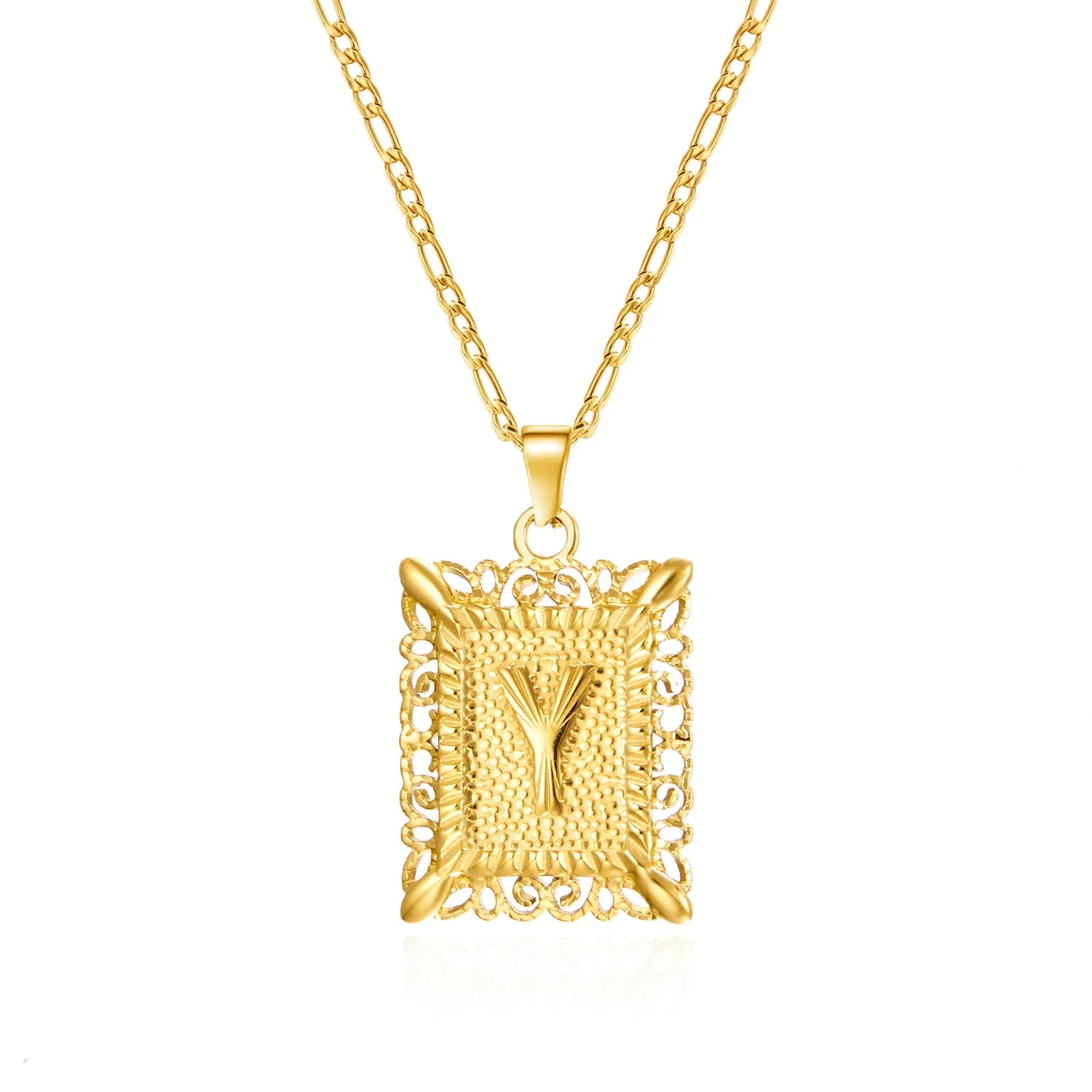 Collar con colgante rectangular con inicial y