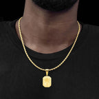 Collar con Colgante Rectangular de Palma dorado