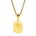 Collar con Colgante Rectangular de Palma dorado