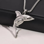 Collar con Colgante de Tiburón para Hombre plata
