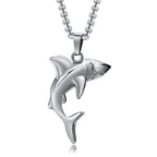 Collar con Colgante de Tiburón para Hombre plata
