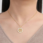 Collar con colgante redondo con símbolo judío estrella de David oro