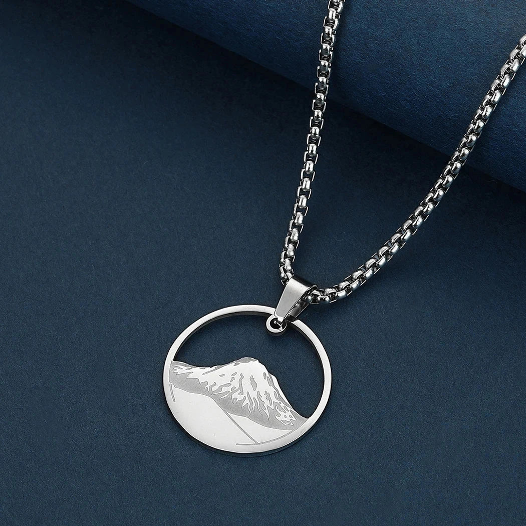 Collar con Colgante Redondo Montaña plata