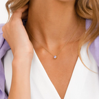 Collar con colgante redondo de piedra de nacimiento para mujer 