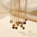 Collar con colgante redondo de piedra de nacimiento para mujer 
