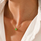 Collar con colgante redondo de piedra de nacimiento para mujer 