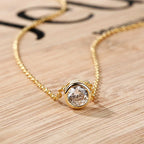 Collar con colgante redondo de piedra de nacimiento para mujer 