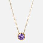 Collar con colgante redondo de piedra de nacimiento para mujer 
