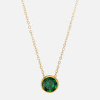 Collar con colgante redondo de piedra de nacimiento para mujer 