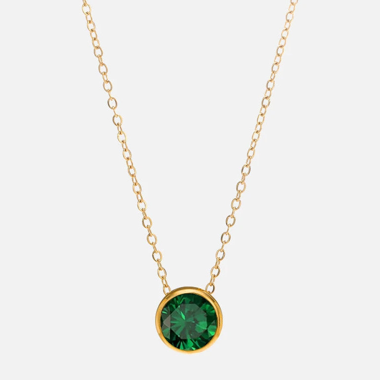 Collar con colgante redondo de piedra de nacimiento para mujer 