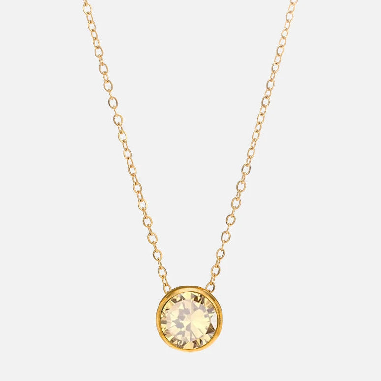 Collar con colgante redondo de piedra de nacimiento para mujer 
