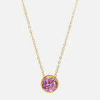 Collar con colgante redondo de piedra de nacimiento para mujer 