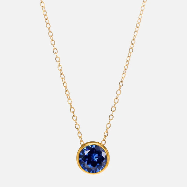 Collar con colgante redondo de piedra de nacimiento para mujer 