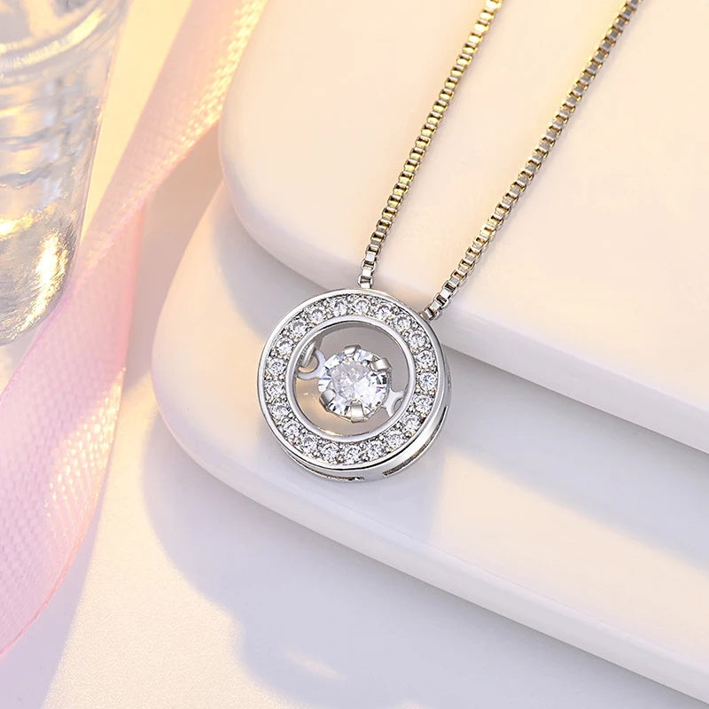 Collar con Colgante Giratorio Antiestrés de Circonio