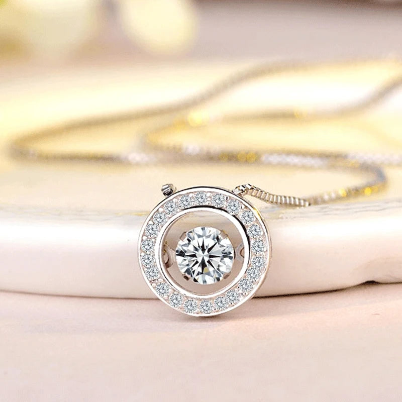 Collar con Colgante Giratorio Antiestrés de Circonio