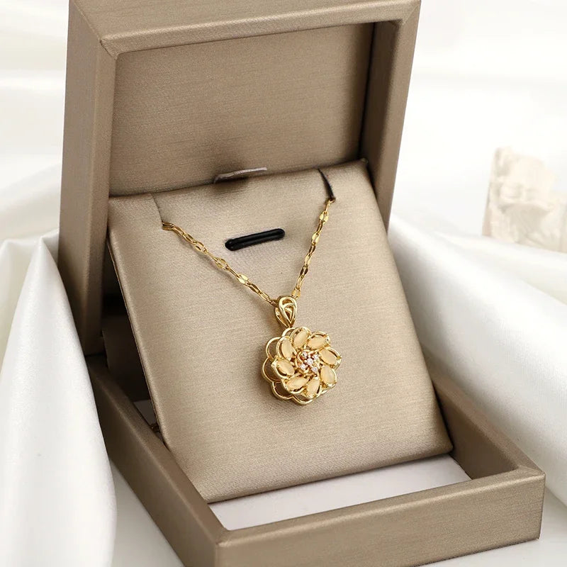 Collar con Colgante Giratorio Flor Anti-Estrés