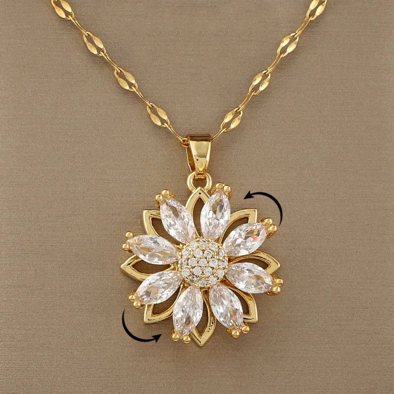 Collar con Colgante Giratorio Flor Anti-Estrés para Mujer