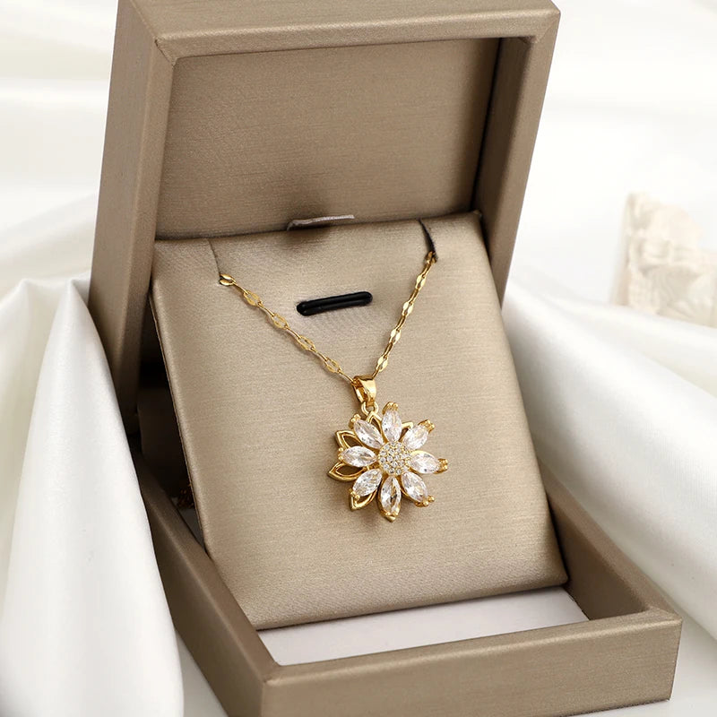 Collar con Colgante Giratorio Flor Anti-Estrés para Mujer