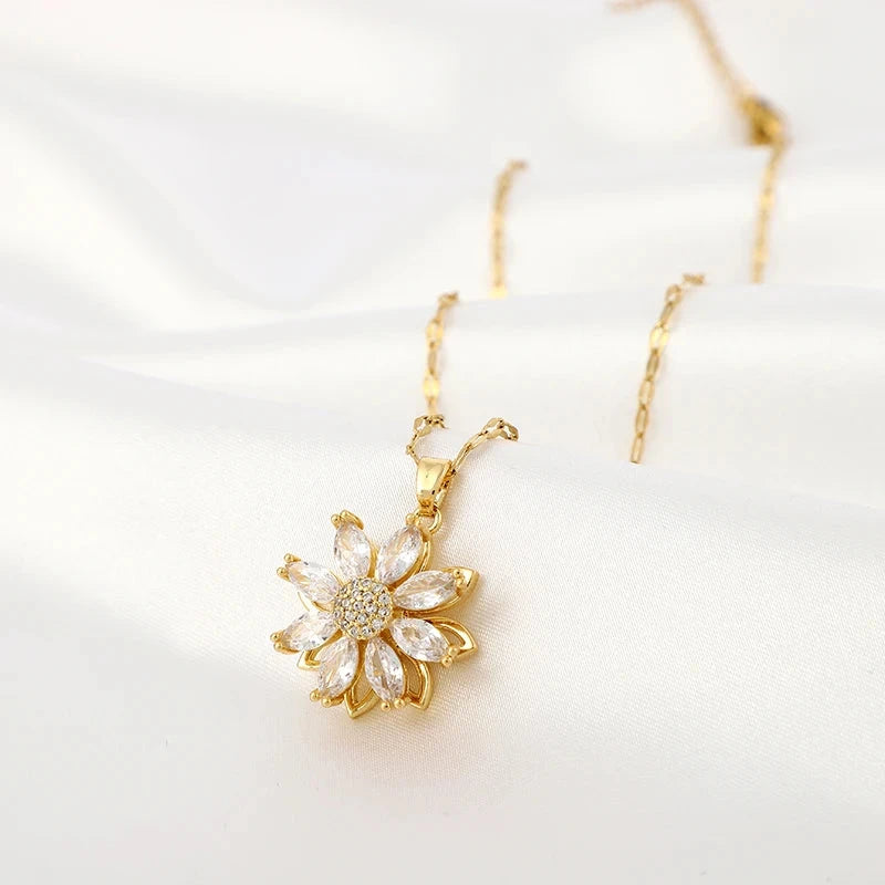 Collar con Colgante Giratorio Flor Anti-Estrés para Mujer