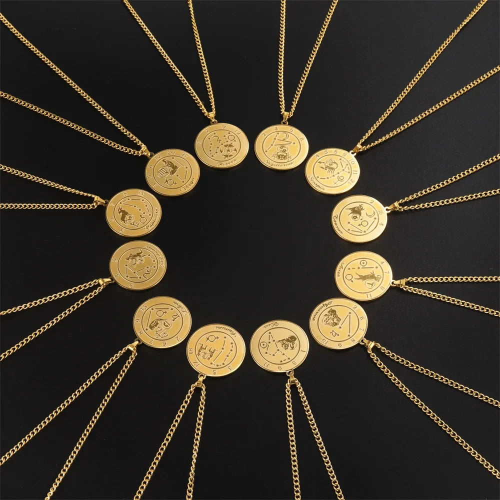 Collar con Colgante Signo del Zodiaco Astrológico para Hombre o Mujer