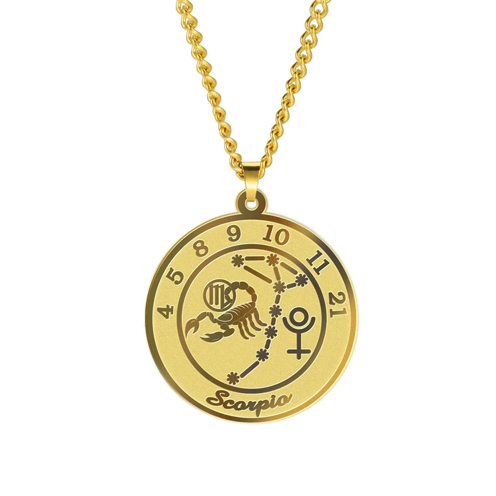 Collar con Colgante Signo del Zodiaco Astrológico para Hombre o Mujer