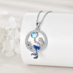 Collar con Colgante de Sirena con Circonita y Piedra de Luna