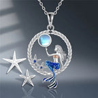 Collar con Colgante de Sirena con Circonita y Piedra de Luna