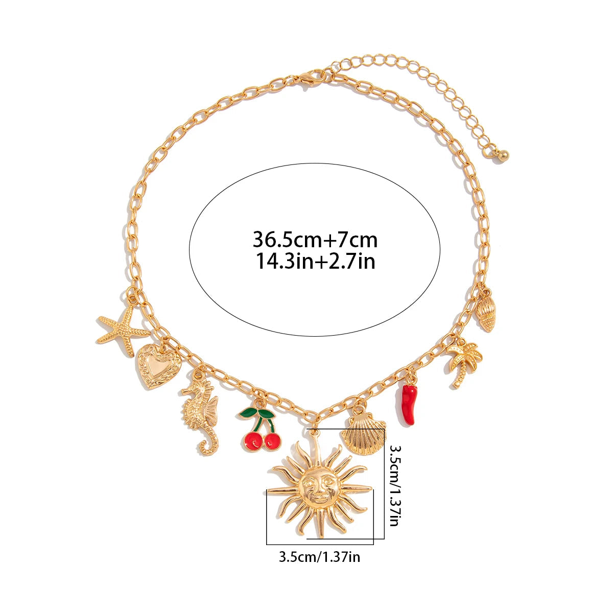 Collar con Colgante de Sol y Conchas