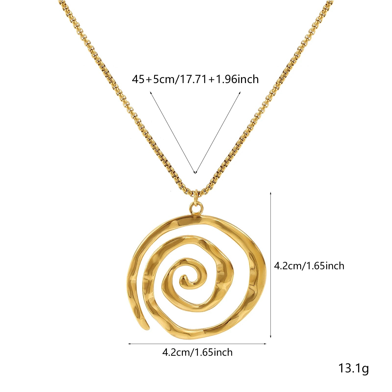 Collar con colgante espiral dorado