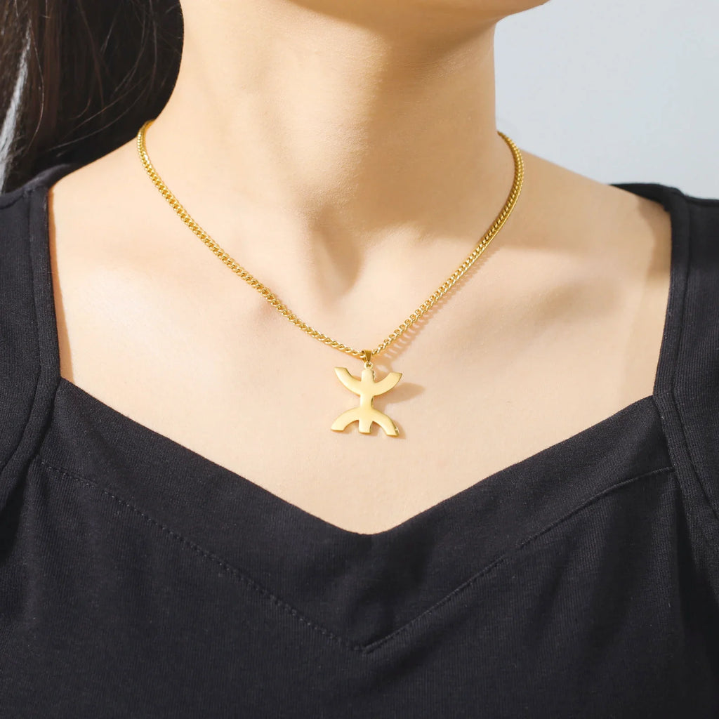 Collar con colgante simbólico bereber "yaz" árabe para mujer oro
