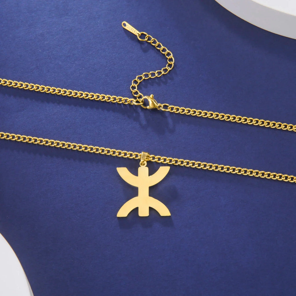 Collar con colgante simbólico bereber "yaz" árabe para mujer oro