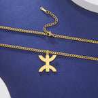 Collar con colgante simbólico bereber "yaz" árabe para mujer oro