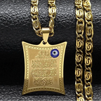 Collar largo con colgante amuleto Ayatul Kursi árabe islam musulmán oro