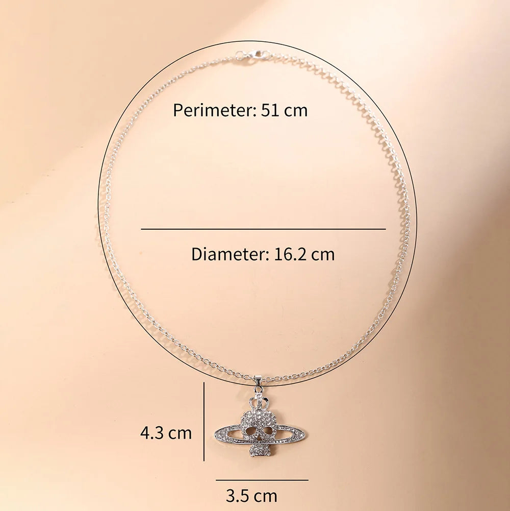 Collar con Colgante de Calavera con Strass