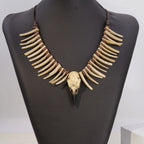 Necklace with "Odin" skull pendant and skeleton in bone-effect resin