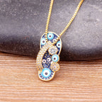 Collar con colgante Tongue Ojo Azul y Circonita