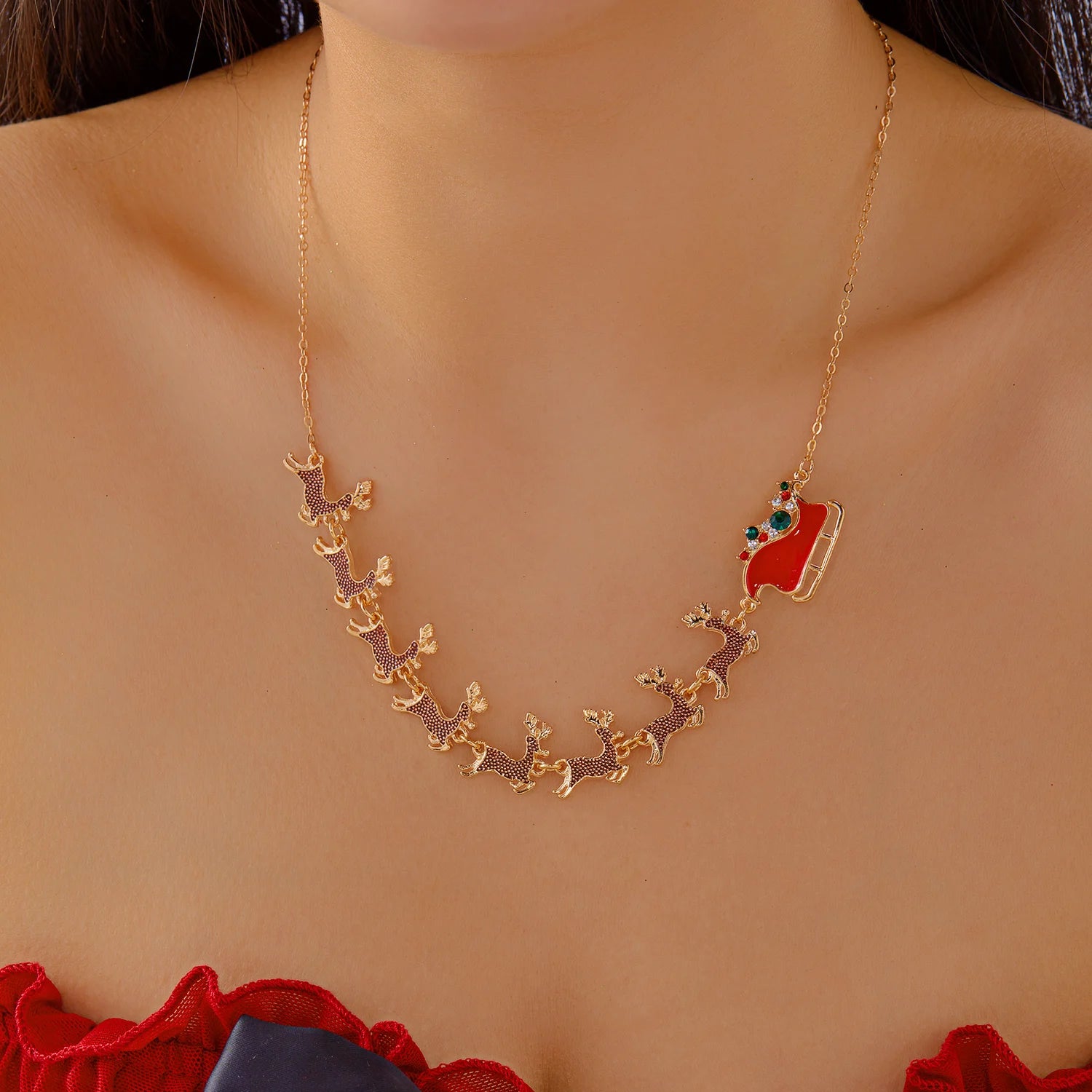 Collar con Colgante Trineo de Navidad