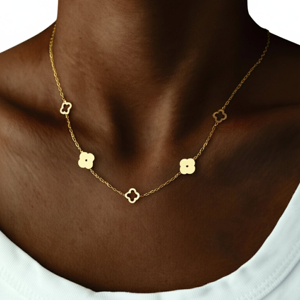 Collar con Colgante de Trébol de 4 Hojas oro