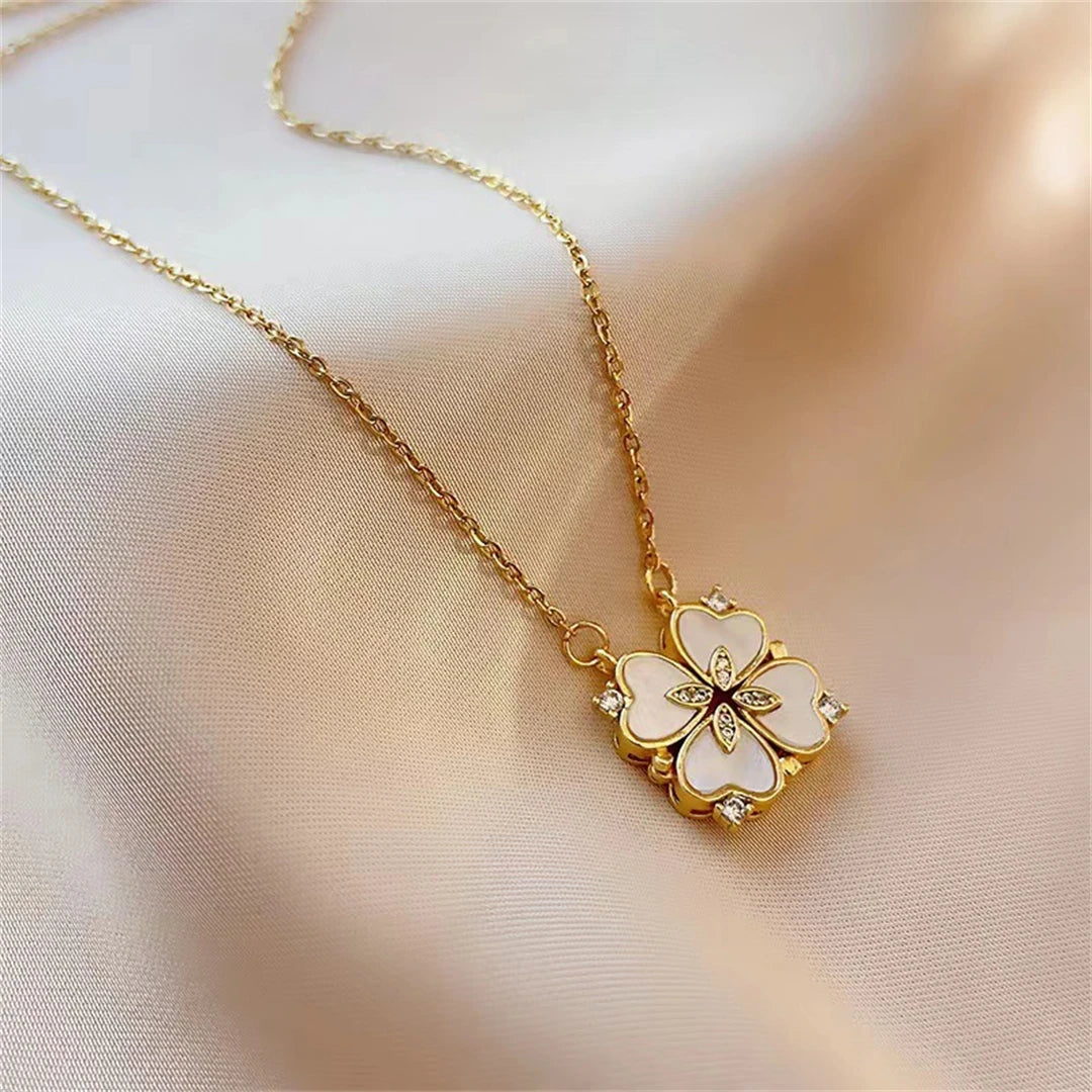 Collar Gargantilla con Colgante de Trébol de 4 Hojas Amuleto de la Suerte oro