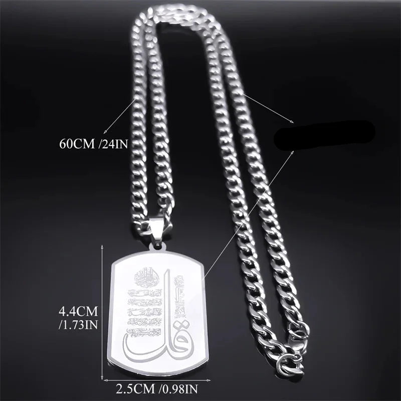 Collar con colgante de versículos del Corán islámico musulmán árabe