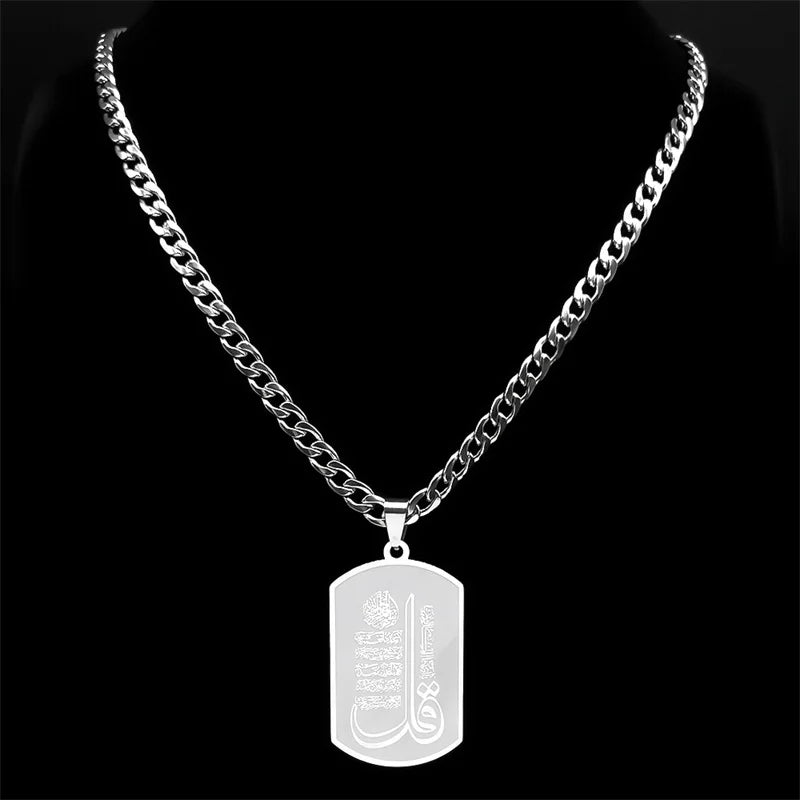 Collar con colgante de versículos del Corán islámico musulmán árabe