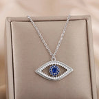 Collar con colgante de circonita contra el mal de ojo azul turco de plata