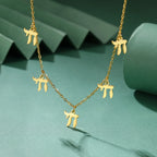 Collar con colgantes de letra hebrea Chai judío oro