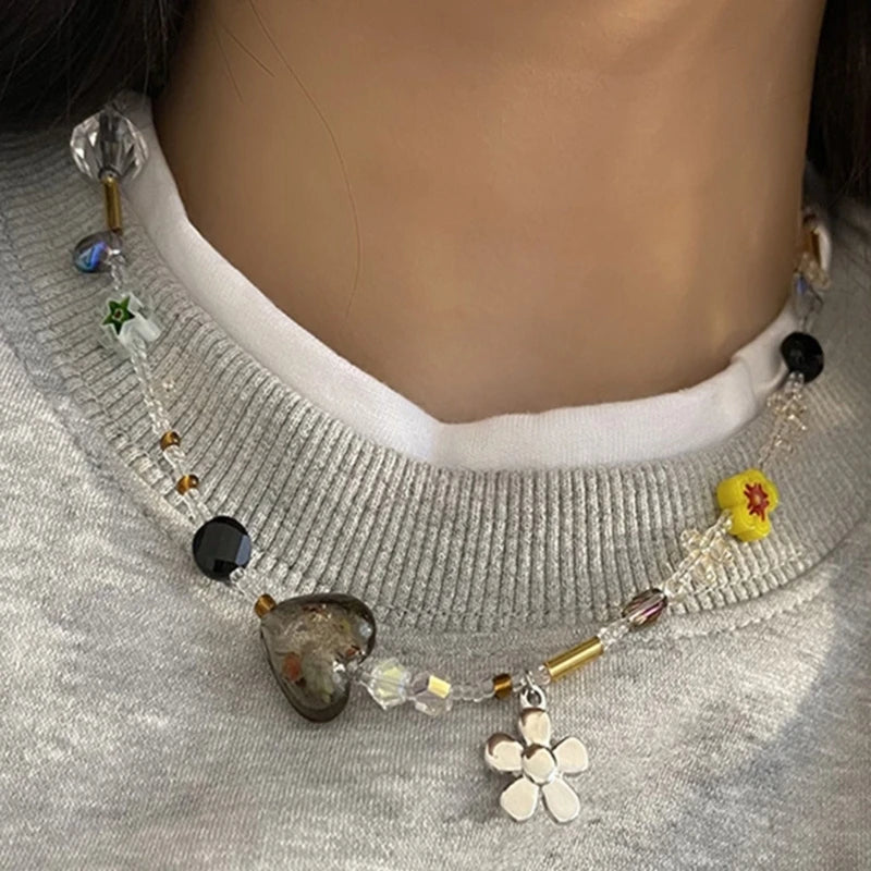 Collar con Colgantes de Flores para Mujer