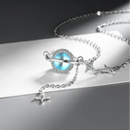 Collar con colgante de piedra de luna y estrellas de circonio