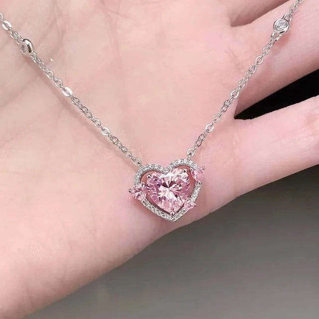 Collar Corazón Brillante para Mujer en Plata Auténtica