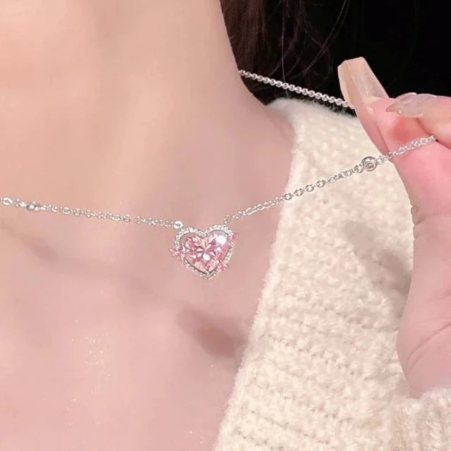 Collar Corazón Brillante para Mujer en Plata Auténtica